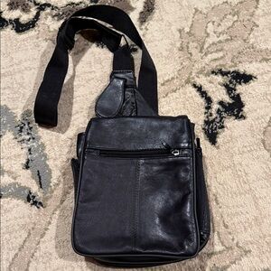 Buxton Black Leather Crossbody Bag
